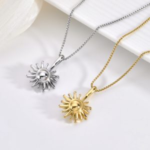 VLS Sun Shape Stainless Steel Necklaces in Gold/Silver