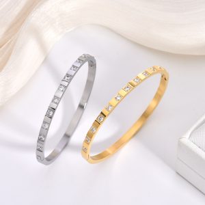 VLS Titanium Steel Bangle Zircon Diamond Bracelet Light Luxury Jewelry