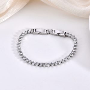 VLS Zircon Silver Stainless Steel Bracelets