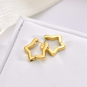 VLS Geometric Stainless Steel Minimalist Star Hoop Earrings for Women