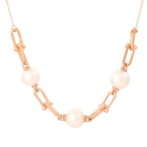 VLS 10mm Natural Pearl S925 Silver Rose Gold Plated Necklace