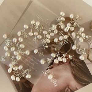 sterling silver pearl stud earring