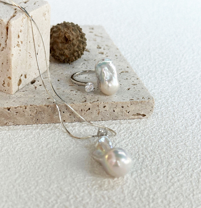 VLS Sterling Silver Baroque Pearl Necklace Elegant Fashion - Image 3