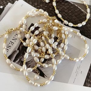 14K gold plated pearl bracelet