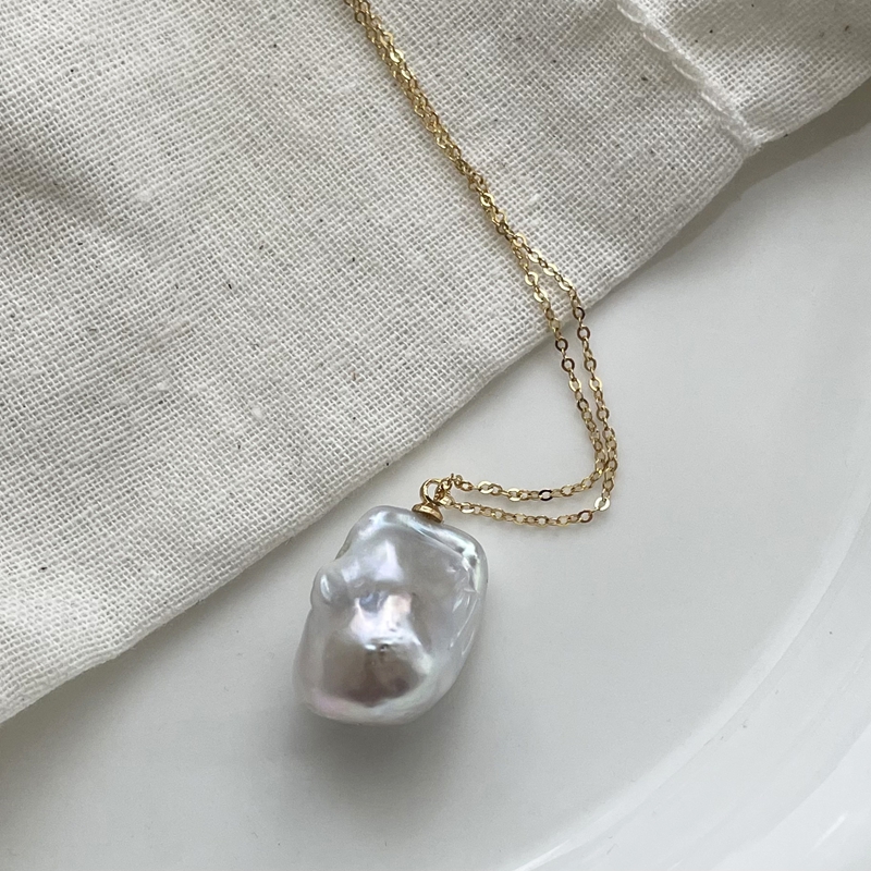 VLS Baroque Pearl 14K Gold Necklace for Anniversary Birthday - Image 3