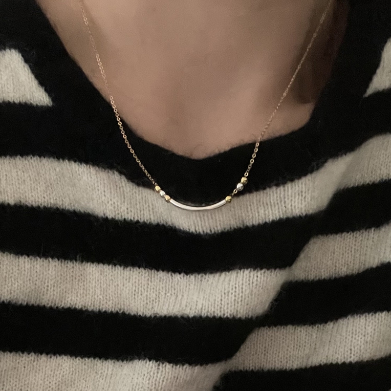VLS 14K Gold Minimalist Tiny Bead Layer Fashion Necklace - Image 2