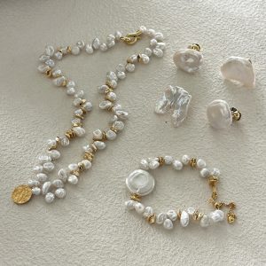 Keshi pearl jewelry set