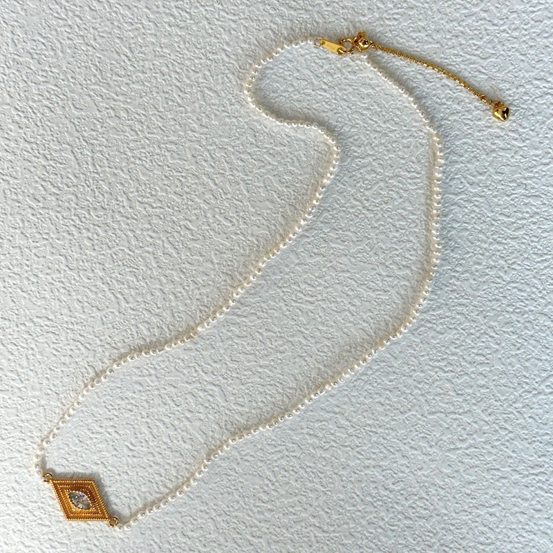 VLS 18K Evil Eye Charm Pearl Beaded Necklace - Image 6