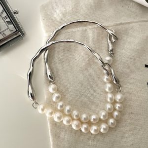 silver and pearl bracelet