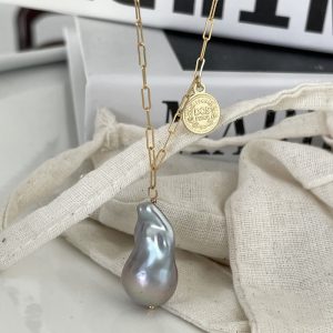 gray baroque pearl necklace