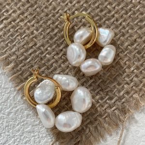 18K gold earring pearl
