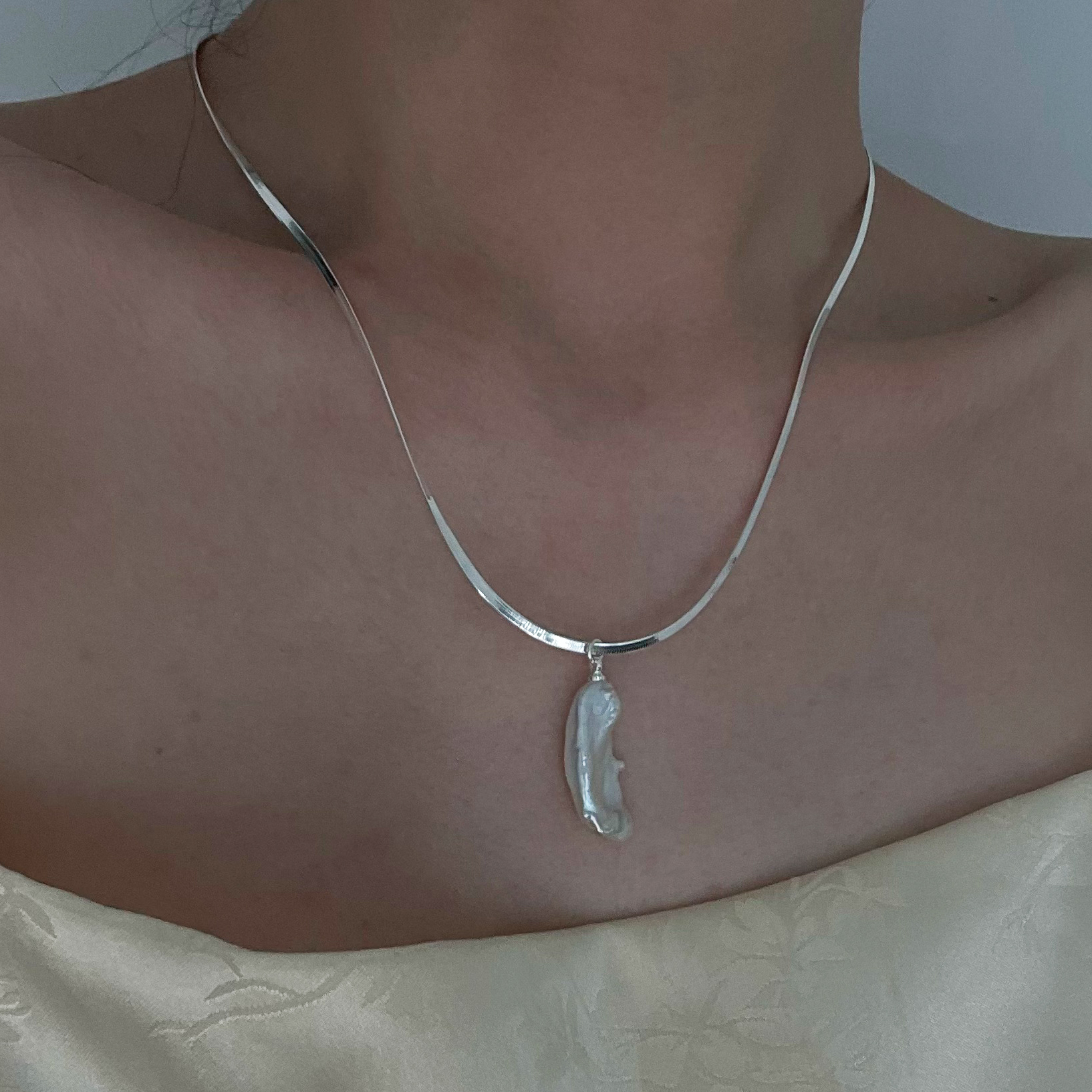 freshwater pearl sterling silver necklace