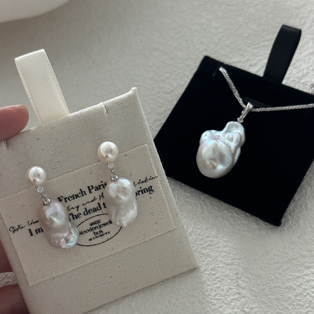 VLS Baroque Pearl Elegant Earrings Sterling Silver Jewelry - Image 2