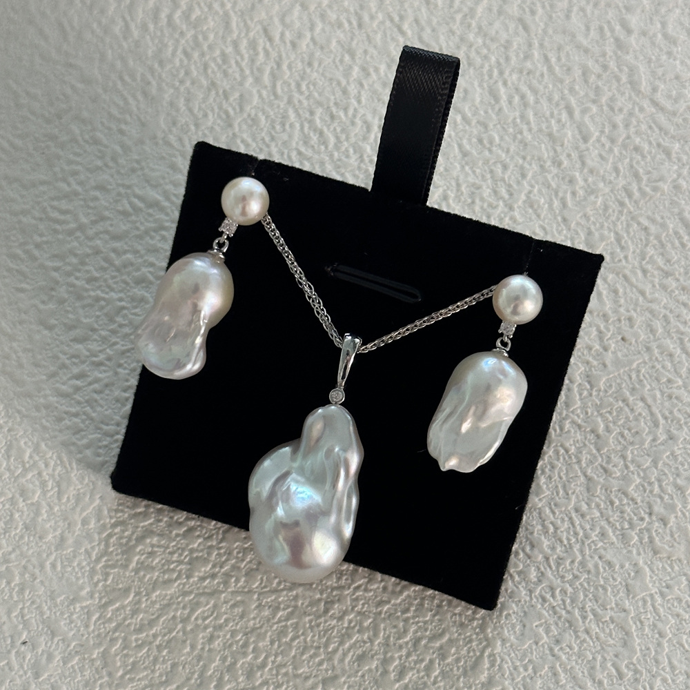 baroque pearl earring and necklace set