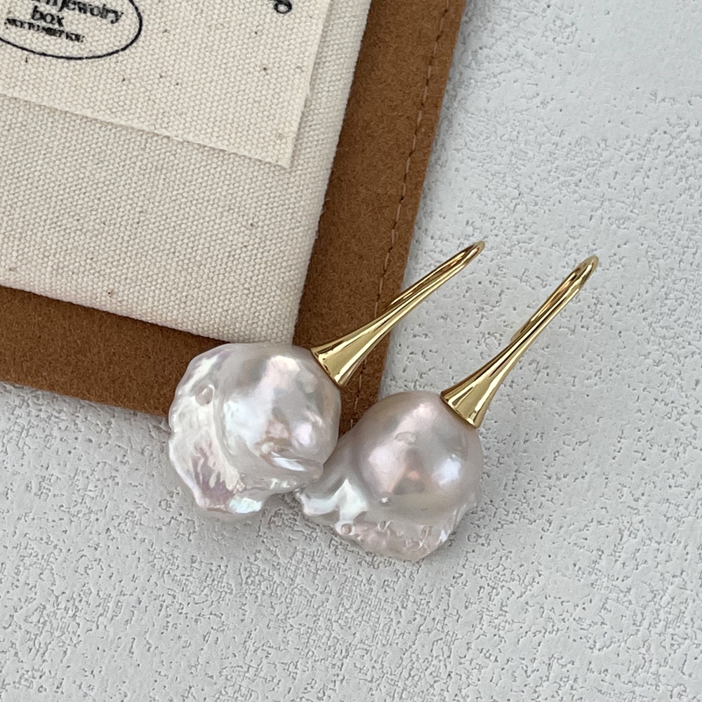 VLS Baroque Pearl 18K Gold Plated Sterling Silver Drop Hooks - Image 6