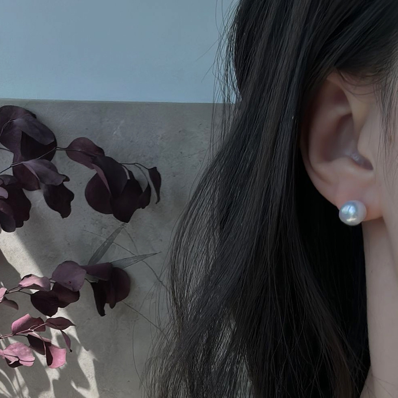 VLS 8-9mm Baroque Pearl Sterling Silver Earrings Minimalist Stud - Image 4