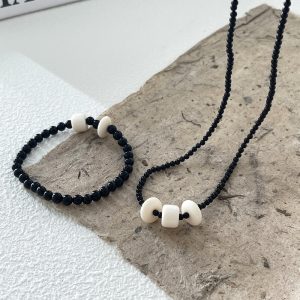 Black agate necklace and bracelet