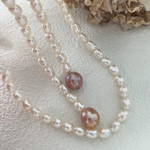 pearl bead long necklace