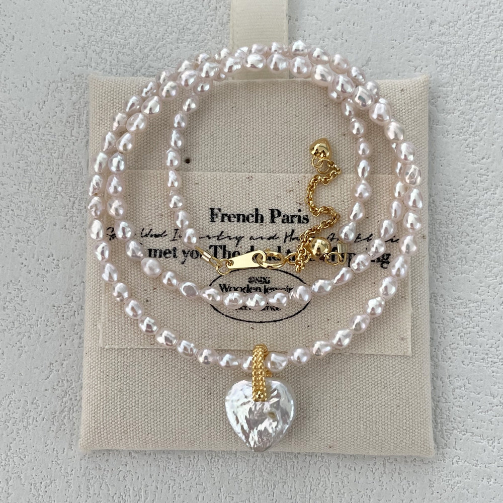 18K pearl heart shape necklace