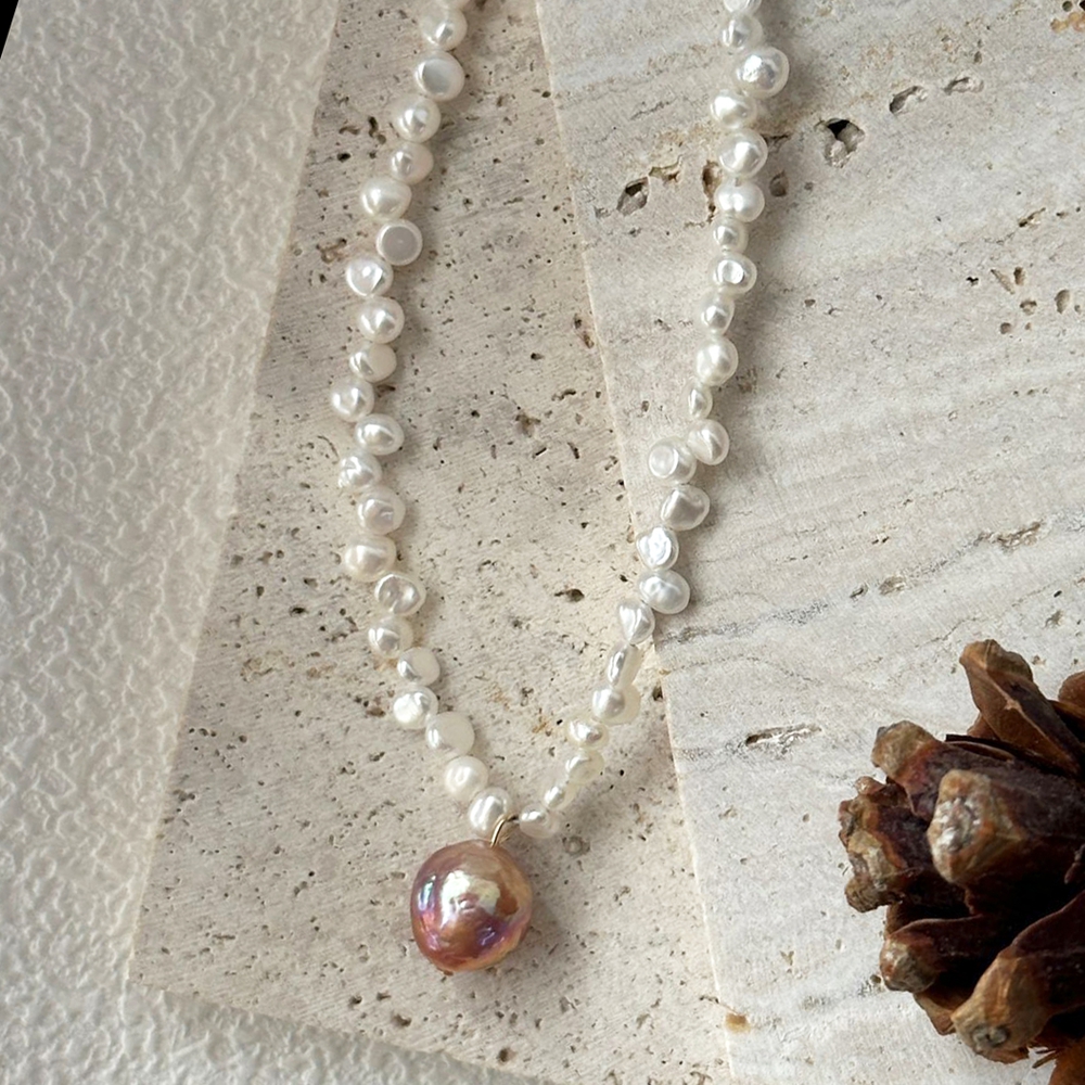 VLS Baroque Pearl Necklace with Adjustable 18K Gold Chain - Image 5